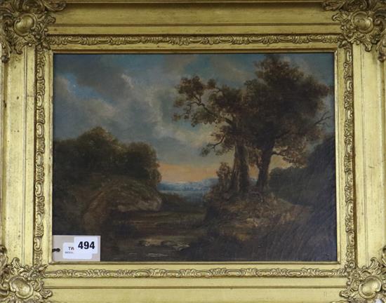 English School (19th century), oil on board, landscape 28 x 37cm